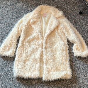 Candies Faux Fur Cream Coat
